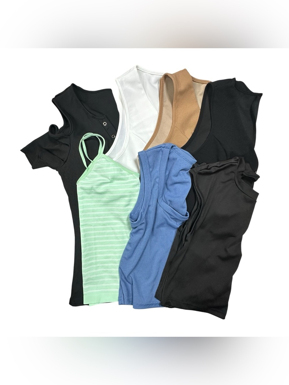 Bundle of 7pcs Women’s Top - Mint, Blue, Black, White, Tan size L - XL
